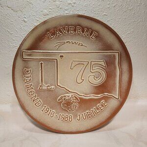 Frankoma Pottery Anniversary Plate Laverne Oklahoma Diamond 1913-1988‎ Jubilee